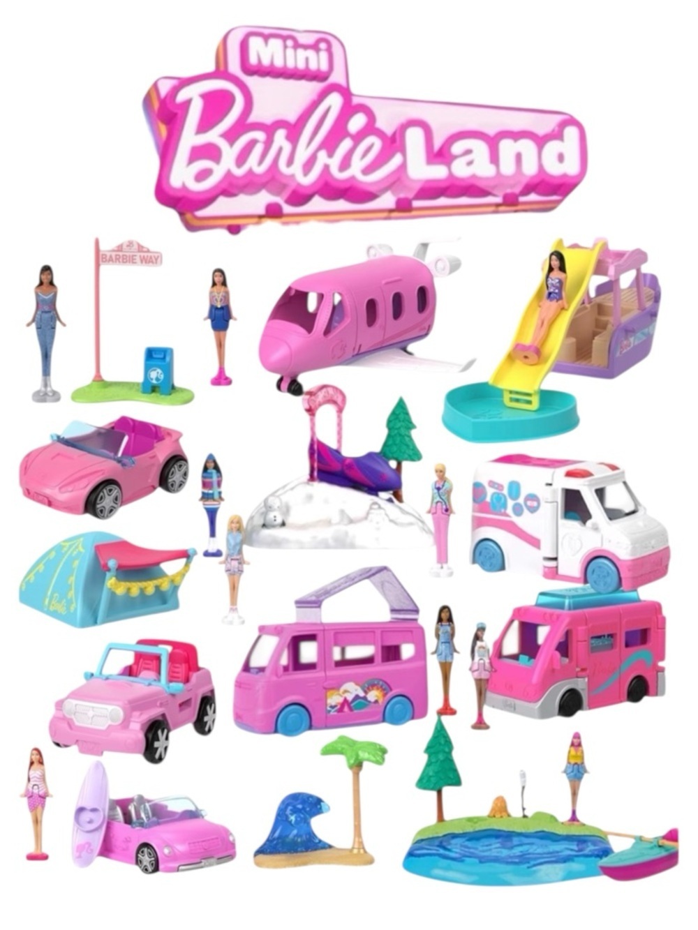 Mini Barbie Land (10) Vehicle Collection Lot NIB Car Camper Boat 2 Cutie Reveal